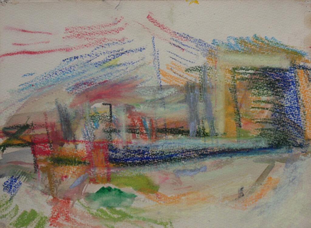 Tamyo Leonard, Stadtausblick, Papierarbeit, 32 x 24 cm